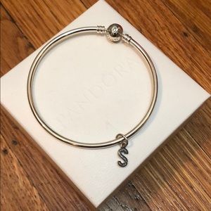 Pandora silver bracelet with “S” charm